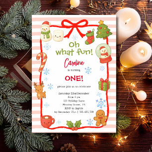 Oh what fun christmas kids birthday invitation