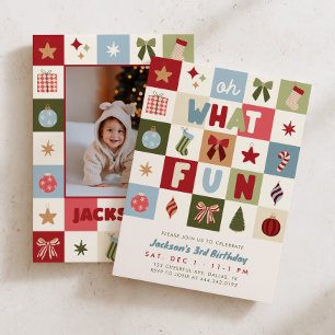 Oh What Fun Christmas Kids Birthday Invitation