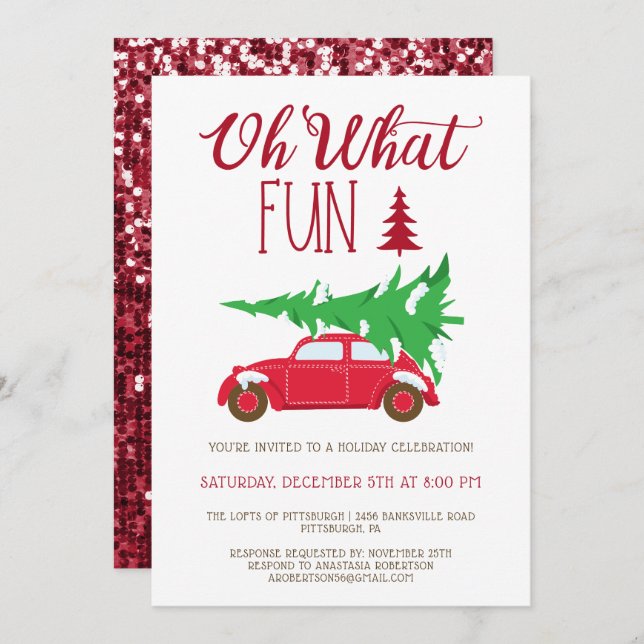 OH WHAT FUN Christmas Party EDITABLE Invitation (Front/Back)