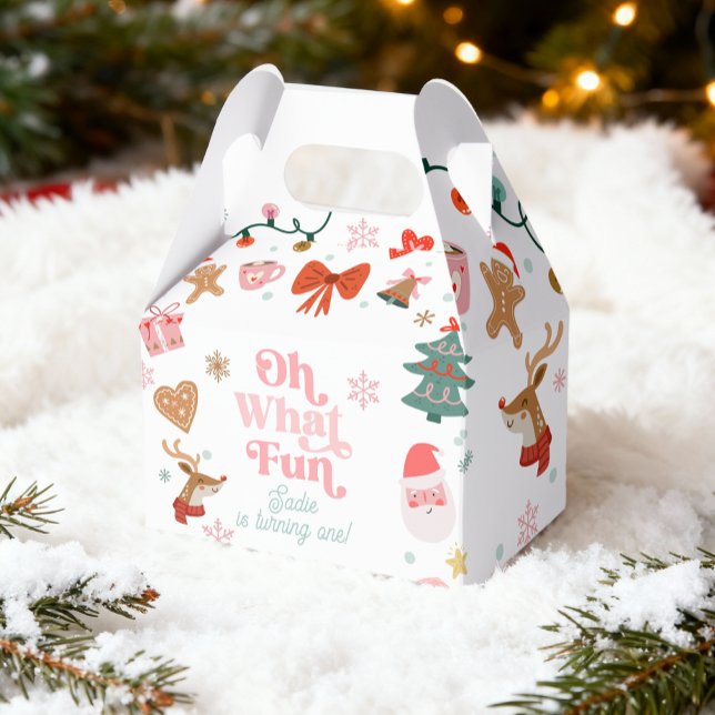 Oh What Fun Christmas Party Girl 1st Birthday  Favour Box (Creator Uploaded)