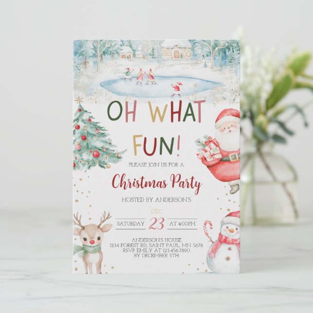 Oh What Fun Christmas Party Invitation (Standing Front)