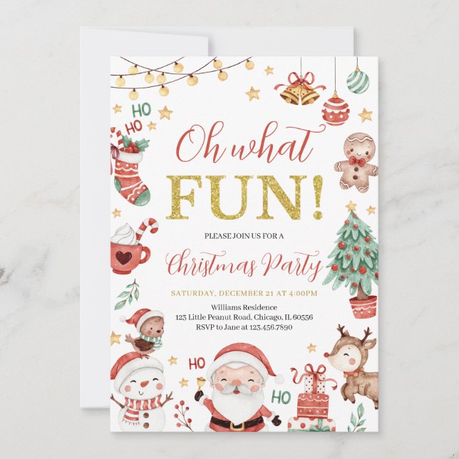 Oh What Fun Christmas Party Invitation (Front)