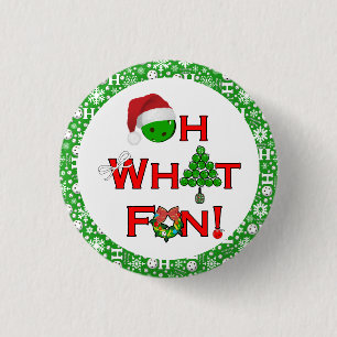 Oh What Fun Christmas Pickleball Party Green Ho Ho 3 Cm Round Badge