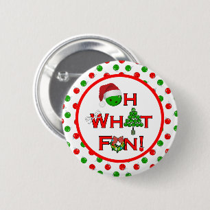 Oh What Fun Christmas Pickleball Party Green Ho Ho 6 Cm Round Badge