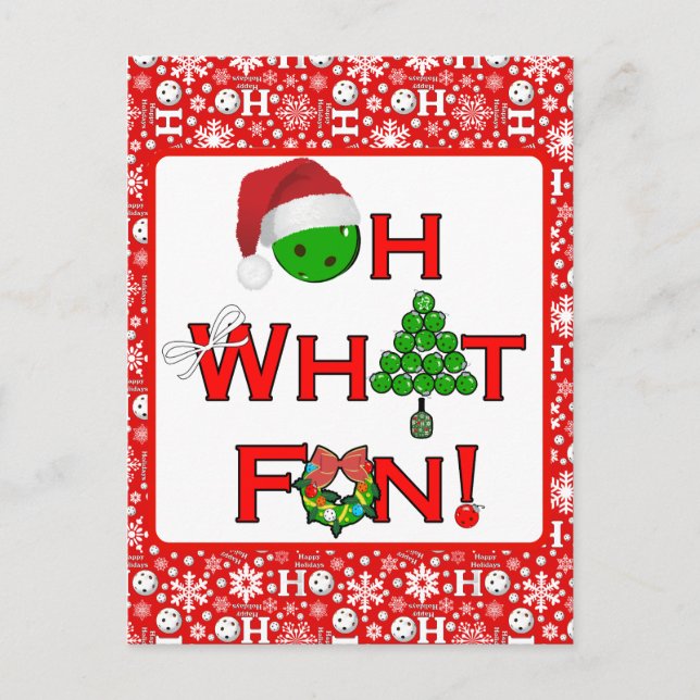 Oh What Fun Christmas Pickleball Party Postcard (Front)
