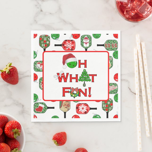 Oh What Fun Christmas Pickleball Red and Green Napkin (Insitu)
