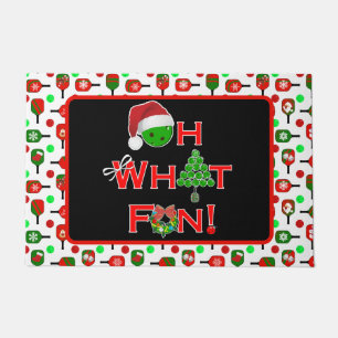 Oh What Fun Christmas Pickleball Red Green Paddles Doormat