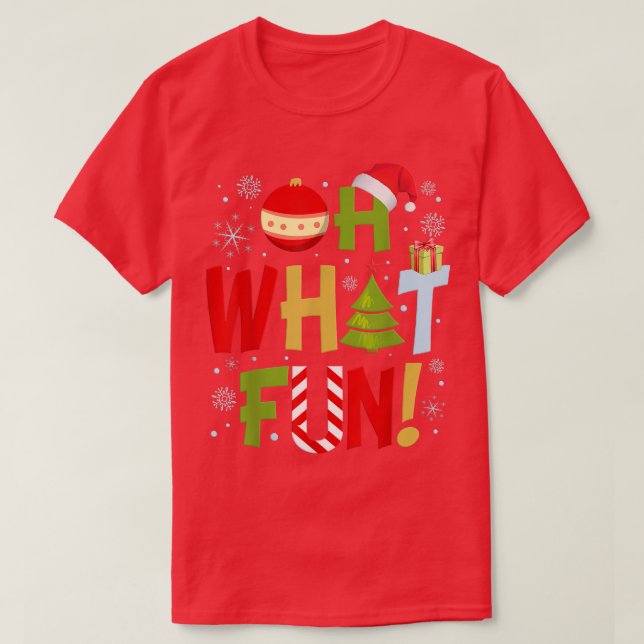 Oh What Fun Christmas Tree Christmas Pajamas Famil T-Shirt (Design Front)