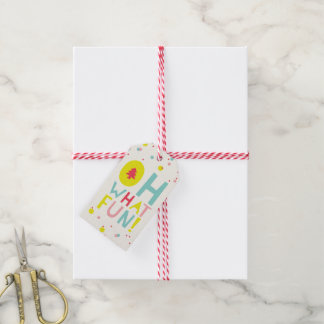Oh What Fun Christmas Tree Colourful Confetti Dots Gift Tags
