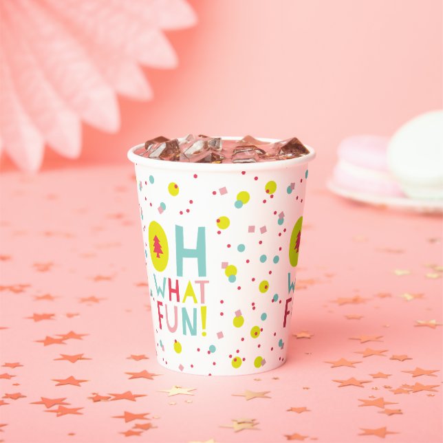 Oh What Fun Christmas Tree Colourful Confetti Dots Paper Cups (Insitu)