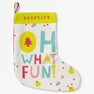 Oh What Fun Christmas Tree Colourful Confetti Dots Small Christmas Stocking