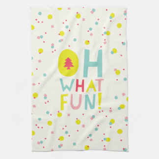 Oh What Fun Christmas Tree Colourful Confetti Dots Tea Towel