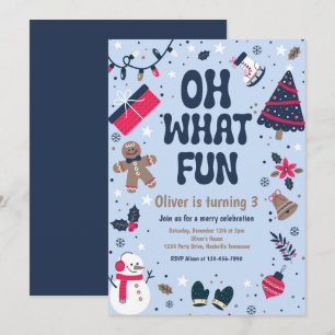Oh What Fun   Christmas Winter Birthday Party Invitation