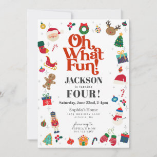 Oh What Fun Christmas Winter Birthday Party Invitation