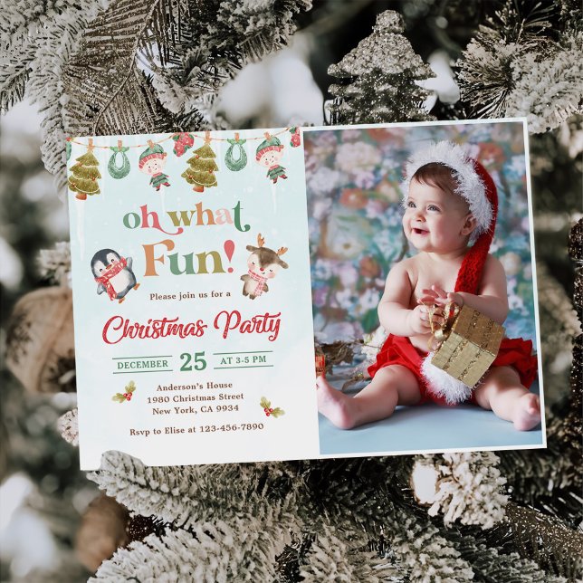 Oh What Fun Christmas Winter Party Photo Invitation (Creator Uploaded)