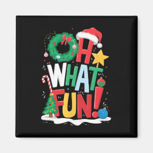 Oh What Fun Christmas With Wreath And Tree Magnet