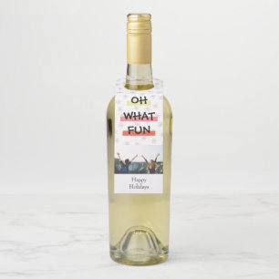 Oh What Fun Colour Block Christmas Photo Bottle Ta Bottle Tag