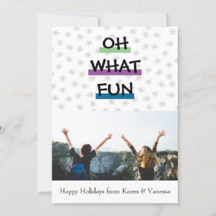 Oh What Fun Colour Block Christmas Photo Holiday Card