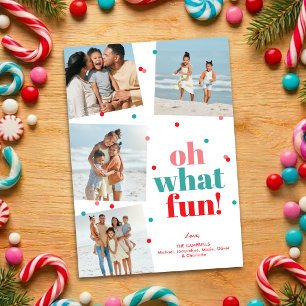 Oh What Fun Colourful 4 Photo Holiday Card