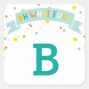 Oh What Fun Colourful Confetti Boy Birthday Sticke Square Sticker