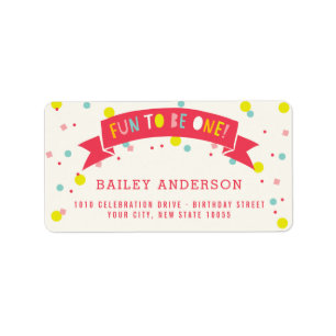 Oh What Fun Colourful Confetti Girl 1st Birthday Label