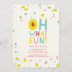 Oh What Fun Colourful Confetti Holiday Party Invit Invitation