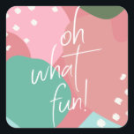 Oh What Fun Colourful Mod Abstract Christmas Square Sticker<br><div class="desc">This abstract holiday sticker spreads cheer with it's beautiful colour scheme and fun tone! The holiday colours along with the modern geometric shapes strike the perfect balance of Christmas cheer and mod design. This sticker is a stunning and striking way to share festive holiday wishes!</div>