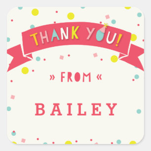 Oh What Fun Confetti Birthday Thank You Sticker