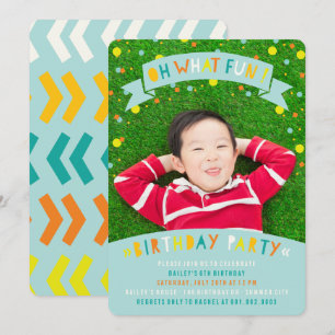 Oh What Fun Confetti Dot Boy Birthday Party Invite
