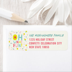 Oh What Fun Confetti Dots Holiday Return Address