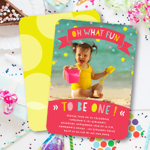 Oh What Fun Confetti First Birthday Party Invite