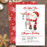 Oh What Fun Cute Kids Christmas Birthday Party Invitation<br><div class="desc">Oh What Fun it is to be ...  Christmas themed Birthday party invitation - editable for any age and perfect for kids winter birthday parties. This cute festive design features Santa and his helpers and you can personalise the title and all of the invitation wording.</div>