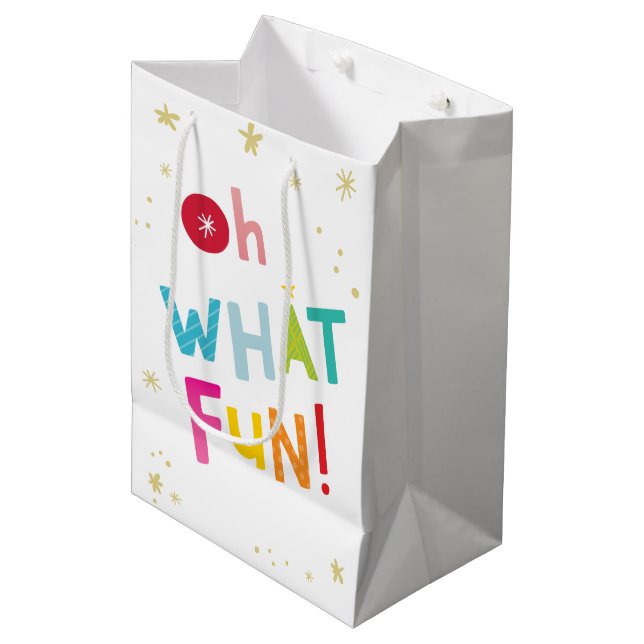 OH WHAT FUN cute modern colourful typography Medium Gift Bag (Front Angled)