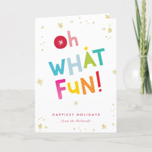 OH WHAT FUN cute modern colourful typography Thank You Card