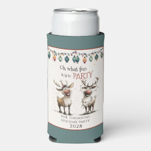 Oh what fun cute reindeers holiday party seltzer can cooler
