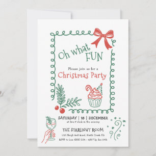 Oh What Fun Doodle Christmas Cocktail Party Invitation