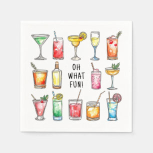 Oh What Fun Drink Doodles Christmas Cocktail Napkin