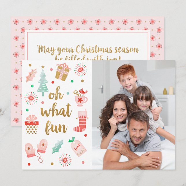Oh What Fun Family Christmas Photo Card (Front/Back)