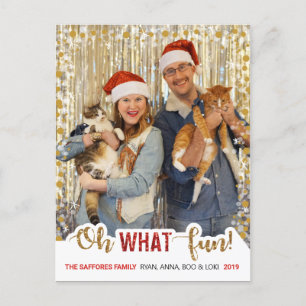 Oh What Fun Family Christmas Photo Postcard