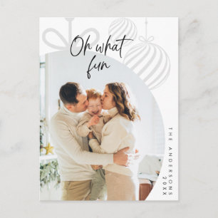Oh What Fun, Family Photo, Christmas Greeting Postcard