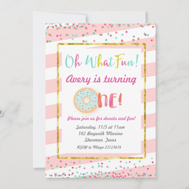 Oh What Fun First Birthday Invitation (Front)