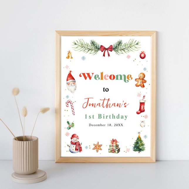 Oh What Fun First Christmas Birthday Party Welcome Poster (Creator Uploaded)