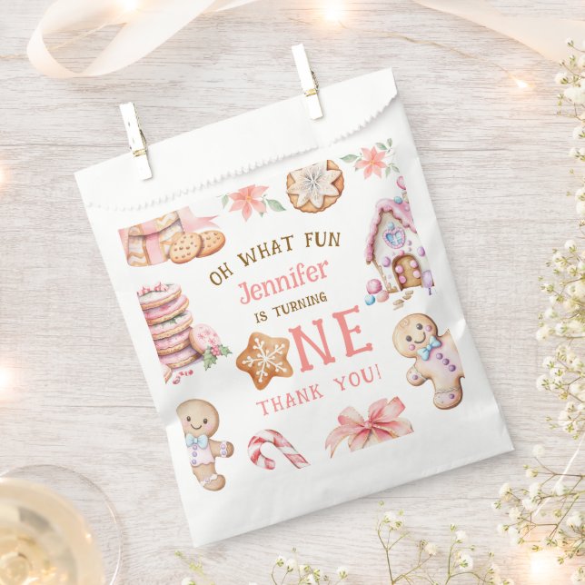 Oh What Fun Gingerbread 1st Birthday Favour Bags (Clipped)