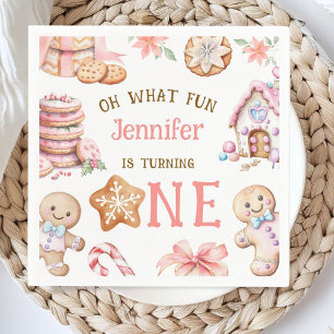 Oh What Fun Gingerbread 1st Birthday Paper Napkin