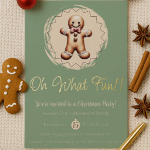 Oh What Fun Gingerbread Man Holiday Party   Green