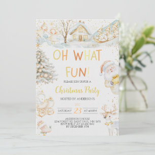 Oh What Fun Gold Christmas Party Invitation