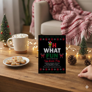 Oh What Fun Grinch Ugly Sweater Holiday Party Card