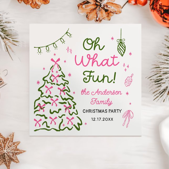 Oh What Fun Hand Drawn Christmas Holiday Party Napkin (Creator Uploaded)