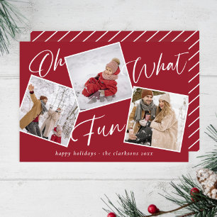 Oh What Fun Happy Holidays Candy Cane Photo Holiday Card