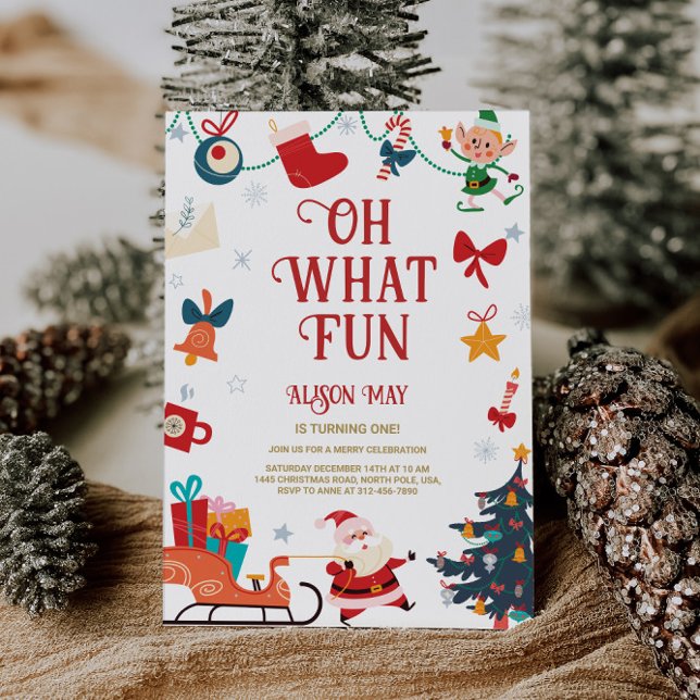 Oh What Fun Holiday Birthday  Invitation (Creator Uploaded)